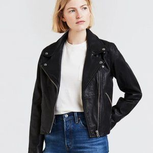 NEW Levis Black Leather Moto Jacket XS (Fit small)